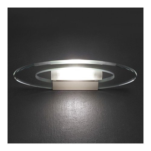 Aplique difusor Oval, cromo y cristal, 1 luz cuarzo 150w, apto led