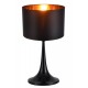Lámpara de mesa, cuerpo en metal acabado negro satinado, pantalla negra con cobre. Para lámpara E27. Apto led.