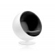 Sillón Ball Chair, fibra vidrio blanca brillante, interior genero. Base giratoria
