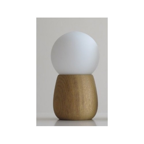 Velador globIito base madera maciza, globo opal, 1 luz