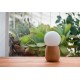Velador globo Tunito, base madera maciza, globo opal, 1 luz