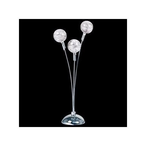 Velador  3 luces bi pin, cromo con tulipas esferas cristal