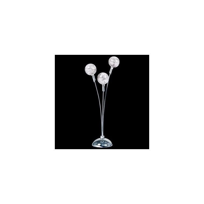 Velador Luciana, 3 luces bi pin, cromo con tulipas esferas cristal
